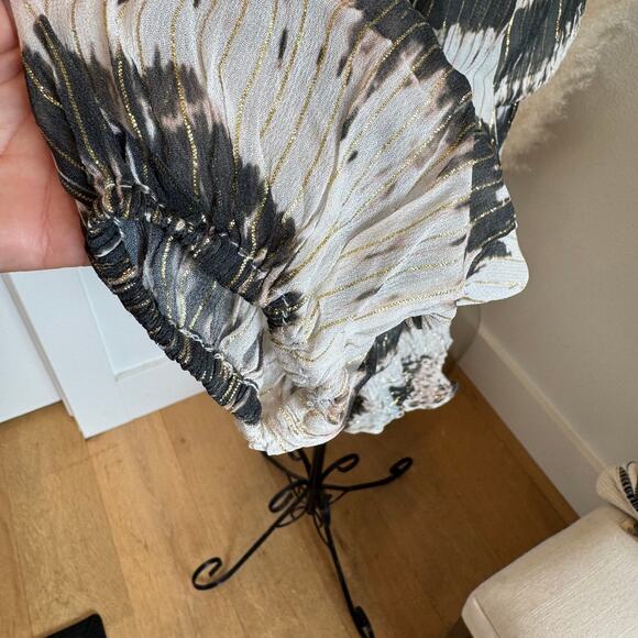 Rococo Sand X Revolve Tie Dye Faux Wrap Metallic Threads Sheer Mini Dress Large - Picture 9 of 14